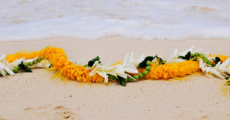 Flower Lei On Beach Hawaii